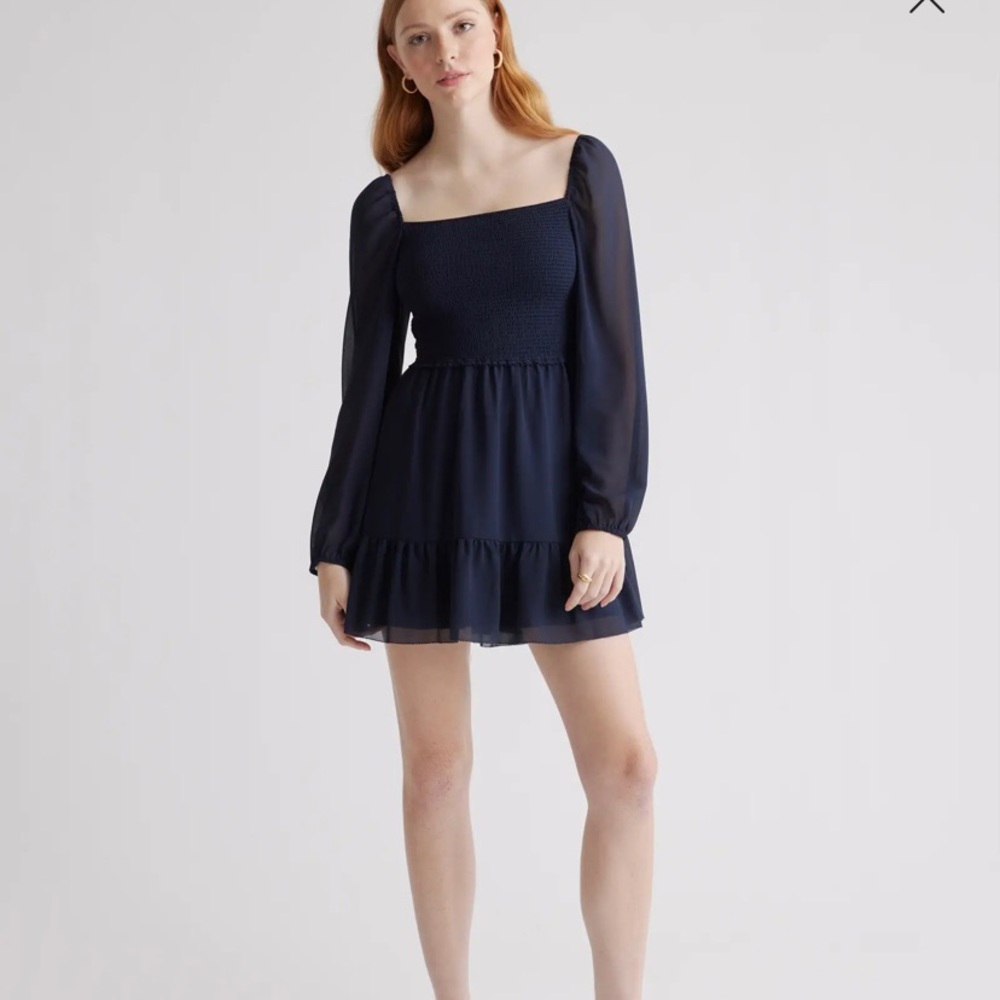 Quince Chiffon Smocked Mini Dress